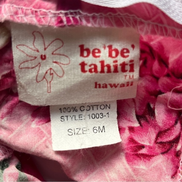 Be Be Tahiti Hawaii Baby Girl Dress Tropical Hawaiian Pink Floral Ruffle Sz 6M - Picture 4 of 5